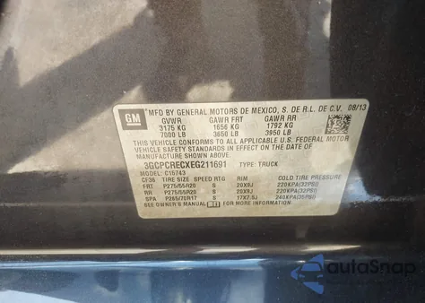 2014 Chevrolet Silverado 1500 1Lt from USA, damaged, VIN 3GCPCRECXEG211691